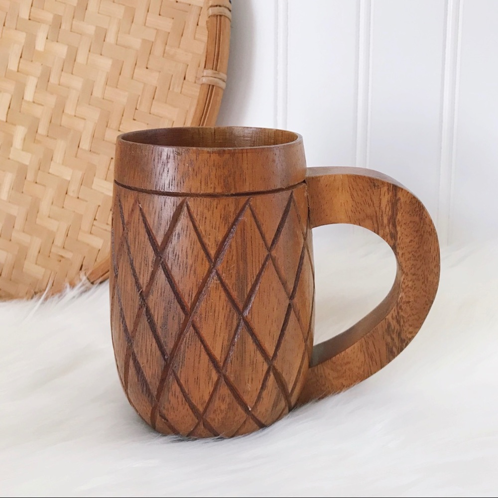 Vtg Wood Mug